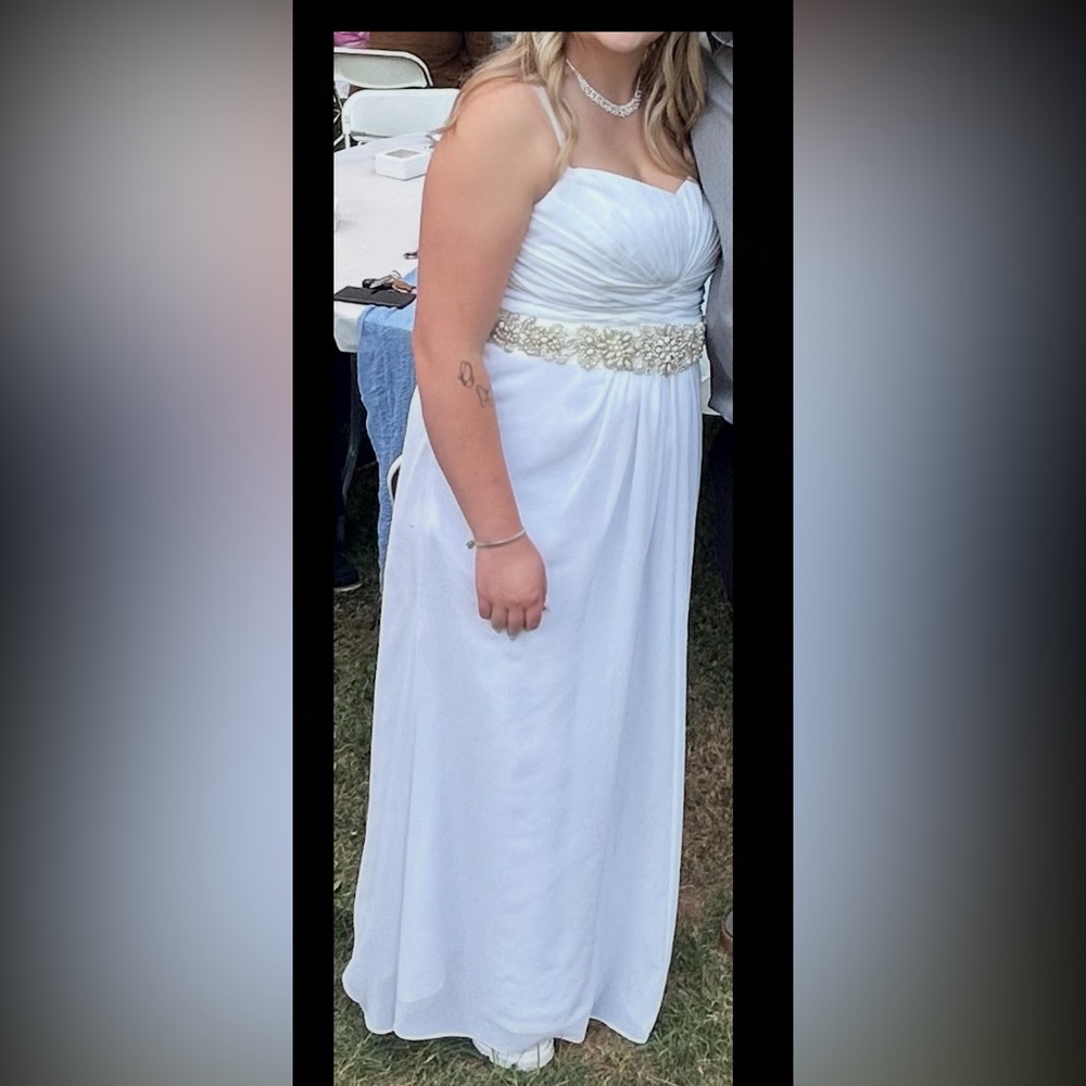 David's Bridal white gown